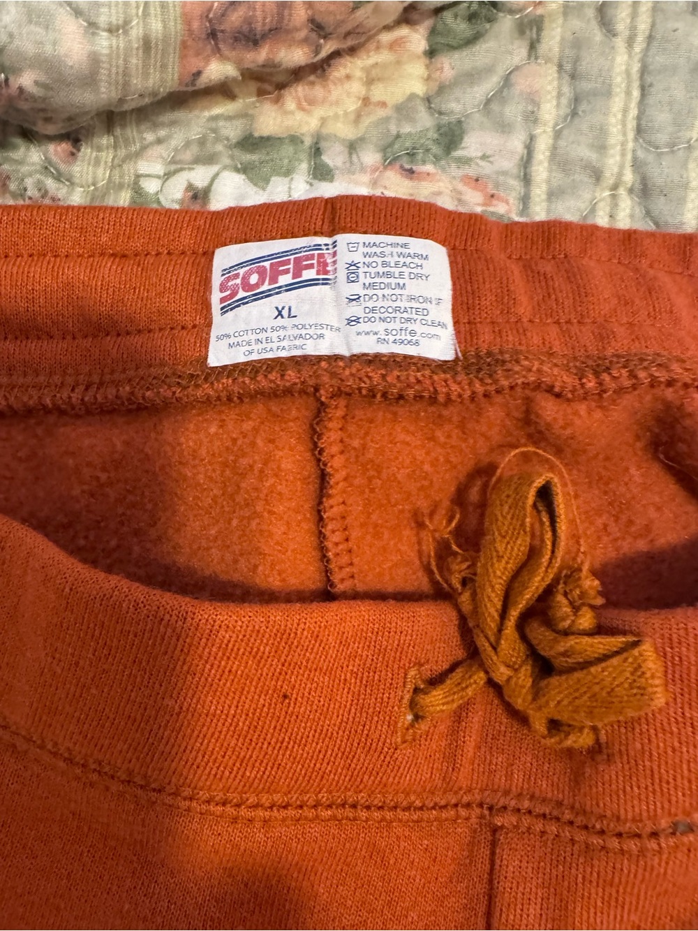 Soffe Women's Rust Orange Drawstring Joggers - Picture 3 of 3